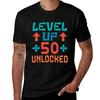 Level Up 50 Unlocked Retro Tshirt Urban Casual Loose Fit Tee Tshirt