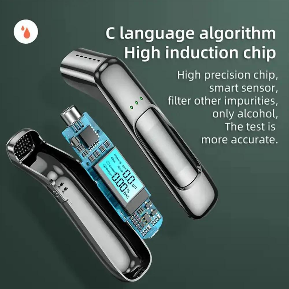 Тестер алкоголя Высокоточный алкотестер Алкометр USB Перезаряжаемый Бесконтактный ЖК-дисплей Цифровой Портативный Алкодетектор