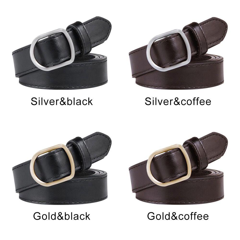 Мода Ретро Винтаж Кожаный Ремень Тонкий Пояс Брючный Ремень Платье Ремни Пряжка без отверстий Пояс
