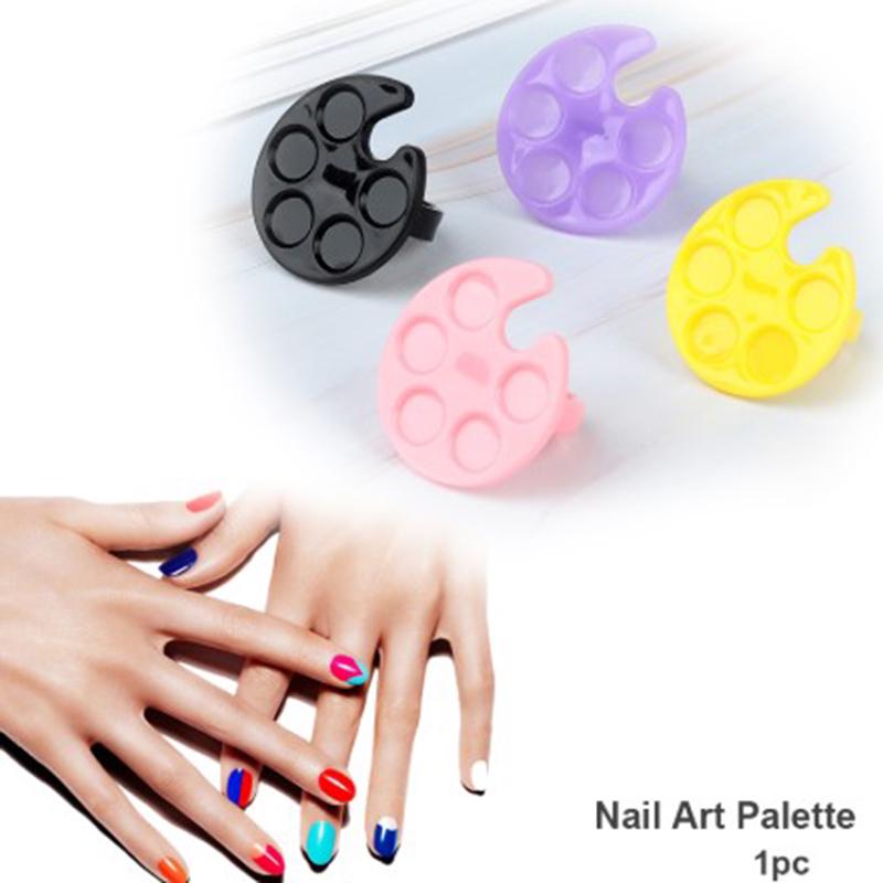 Palette Mini Nail Art Plastic Dish Finger Ring Acrylic Painting Drawing Holder