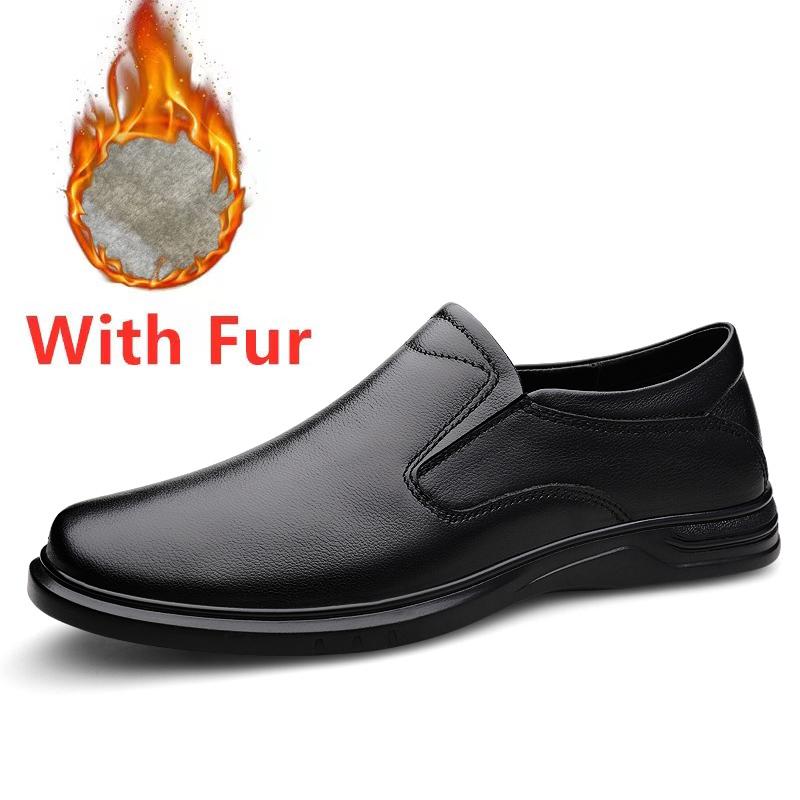 Мужская теплая зимняя обувь из натуральной кожи, деловые туфли, повседневные мягкие мужские деловые туфли, удобные нескользящие туфли для вождения