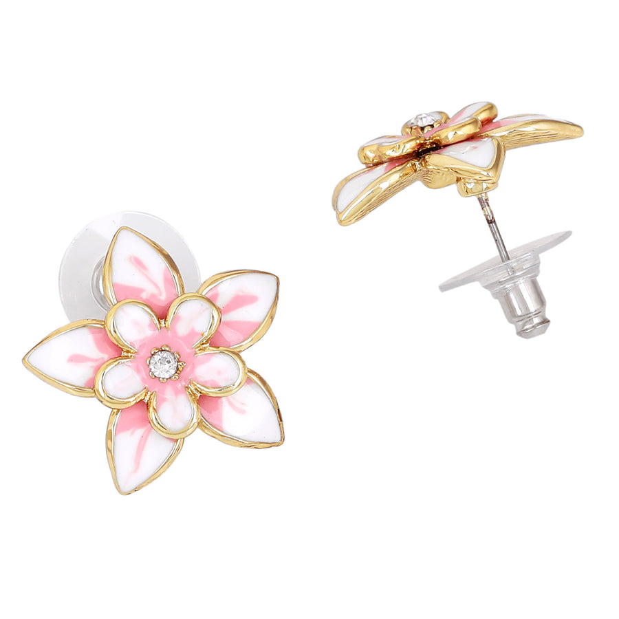 Серьги с белой эмалью в форме цветка