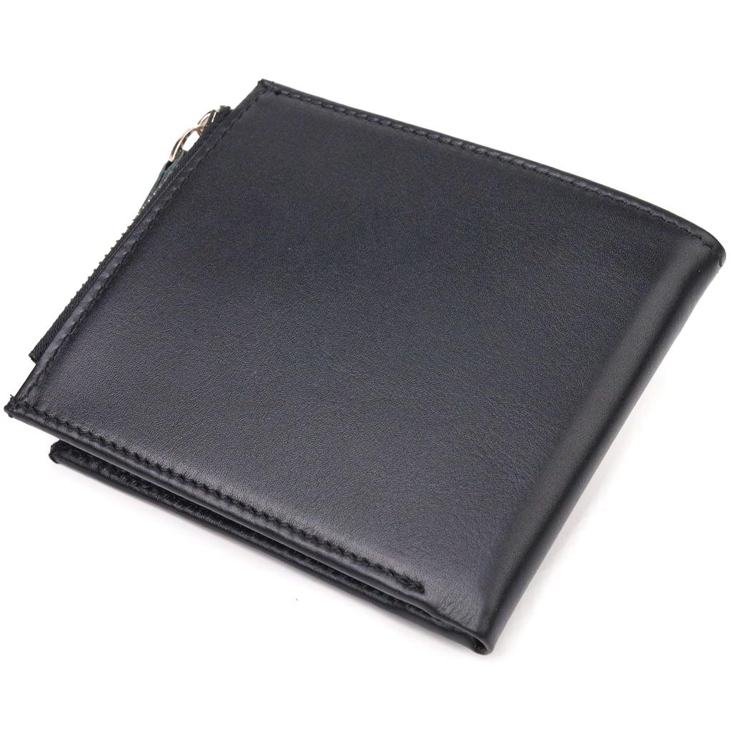 Стильный мужской горизонтальный кошелек из натуральной гладкой кожи CANPELLINI Purse 21505 Черный