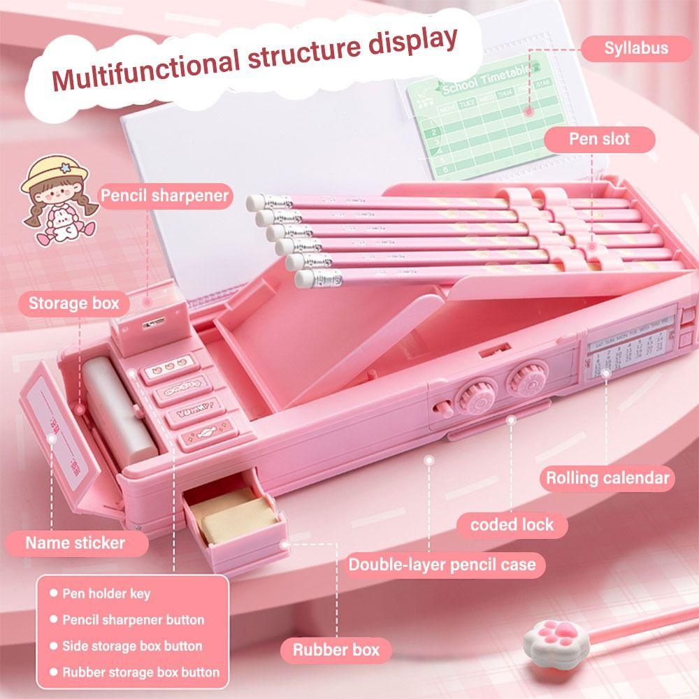 Double Layer Mechanism Pencil Box Astronaut Design Stationery Organizer Pencil Case  For Boys/Girls