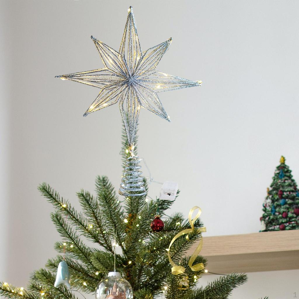 Верхушка рождественской елки Блестящая звезда Верхушка дерева с подсветкой Железное искусство