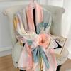 180*90cm Fashion Luxury Brand Muffler Women Female Designer Big Florals Digital Foulard Ladies Silk Shawls Beach Scarf Printed