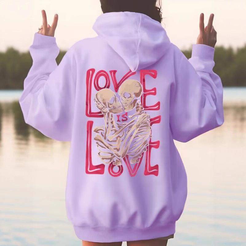 Европейская толстовка с принтом LOVE Skull 2025 - Осенняя модная спортивная одежда