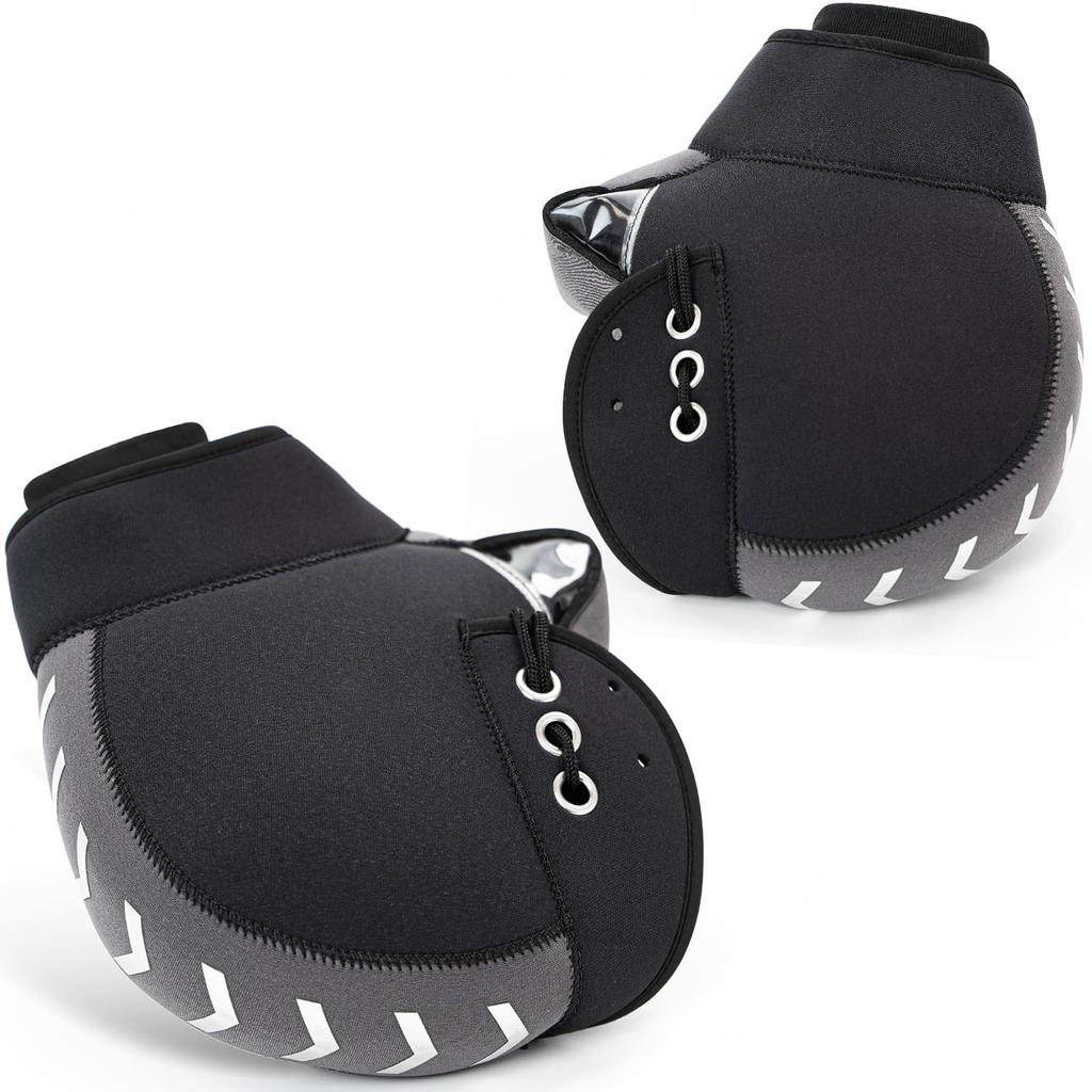 INTEREVO Motorcycle Handlebar Cold and Neoprene Easy Universal One Size Fits Cover, Windproof, Material, Installation, Reflectors, Design, All, Black,