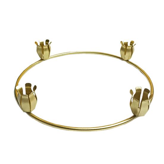 Advent Wreath Candle Holder Christmas Candle Ring Stand for 4/5 Taper Candles Gold Metal Advent Wreath Ring for Christmas Holiday Home Party Church