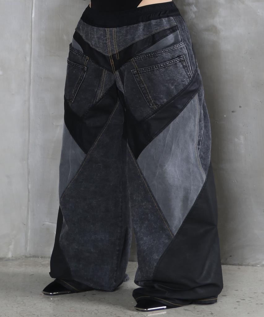 Sumilo Biker Wide Denim Upcycled Pants Unisex