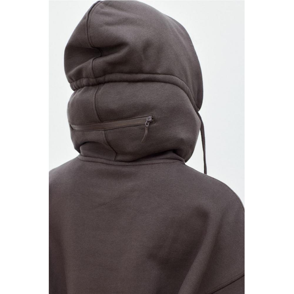 Спортивная толстовка с капюшоном HM Inflatable Collar темно-коричневого цвета