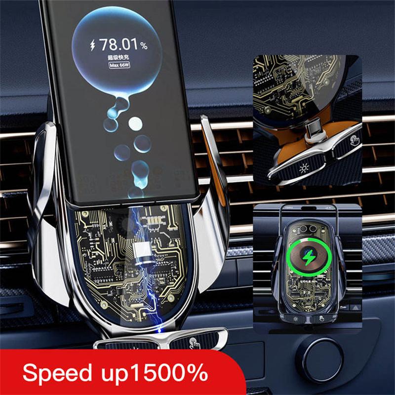 New V6 High Quality Punk Style Fast Wireless Charging Mobile Phone Holder Mobile Installation Mobile Phone Charger 66W