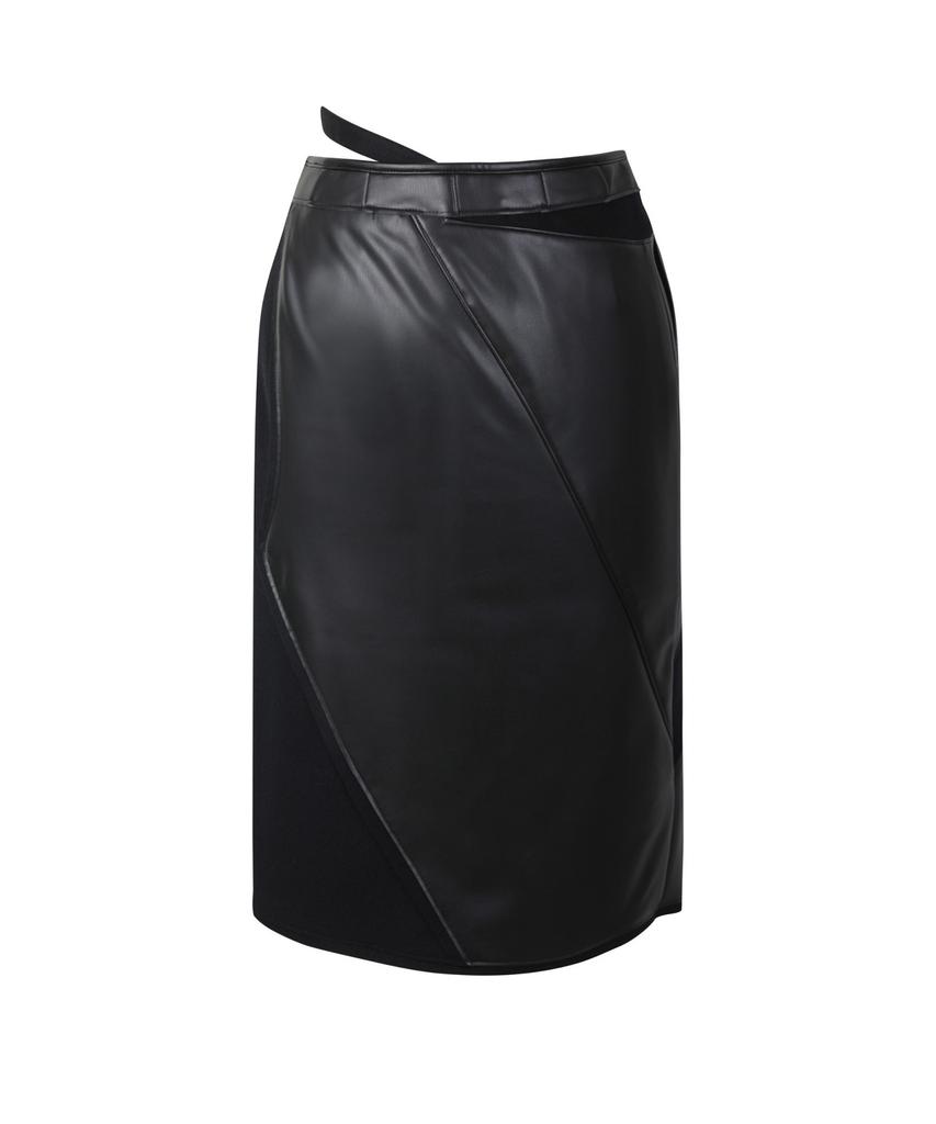 Recorde Recycled Leather Asymmetric Midi Skirt Rqkaw23405Bkx
