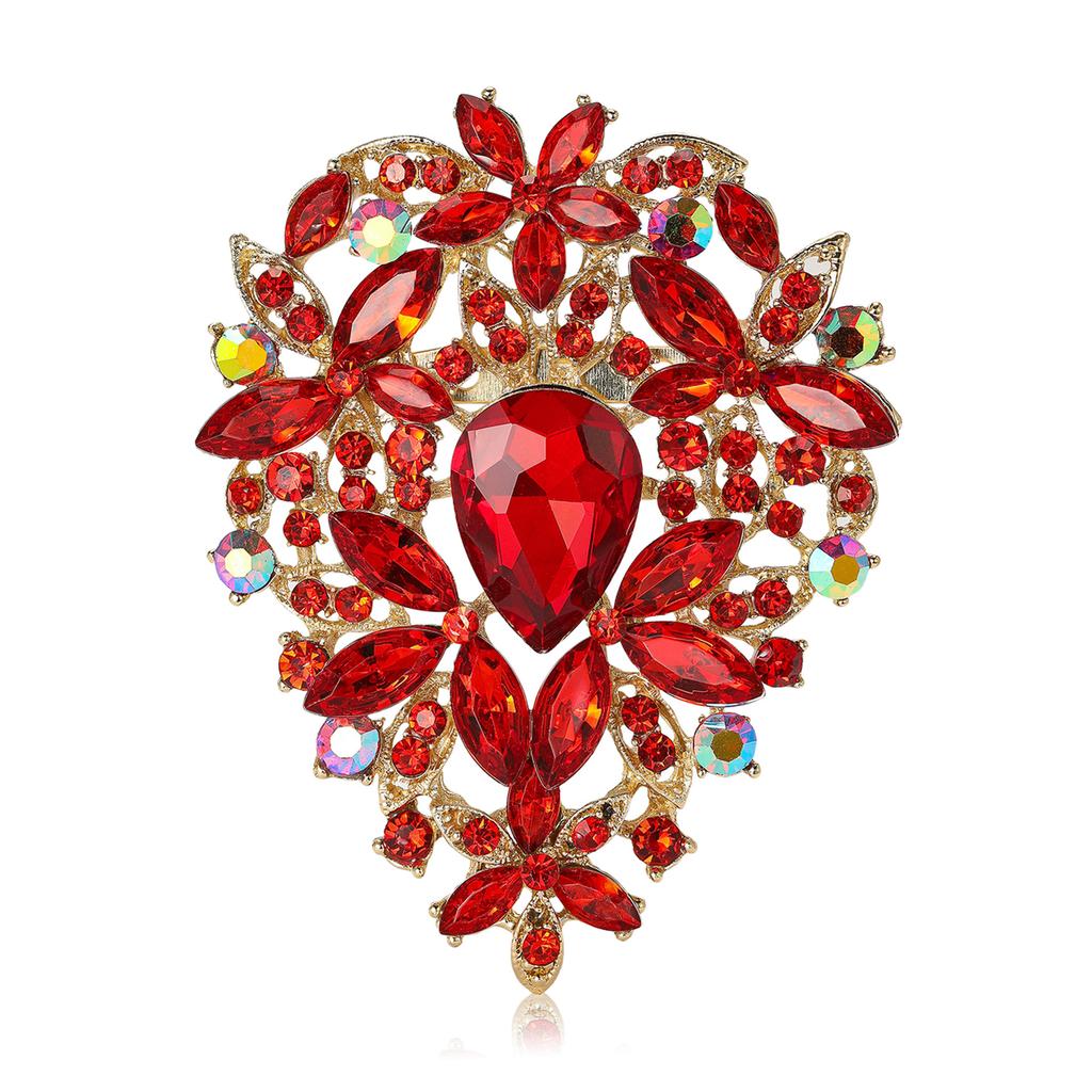 Fashion Exquisite Alloy Large Rhinestone Glass Brooch Exaggerated Temperament Women'S Clothing Corsage Jewelry Pin