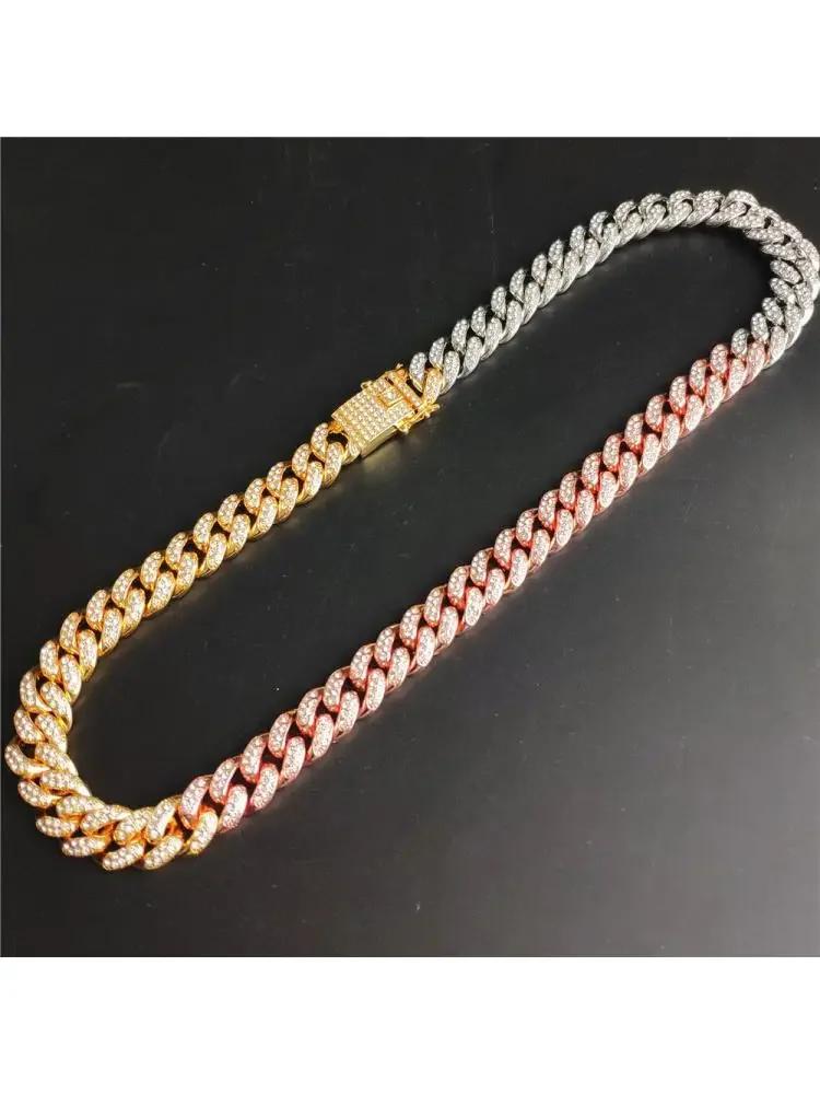 12mm Tennis Necklace +baguette Watch+bracelet Combo Sets Hip Hop Chain Iced Out Bling Paved Rhinestones For Men Women Jewelry