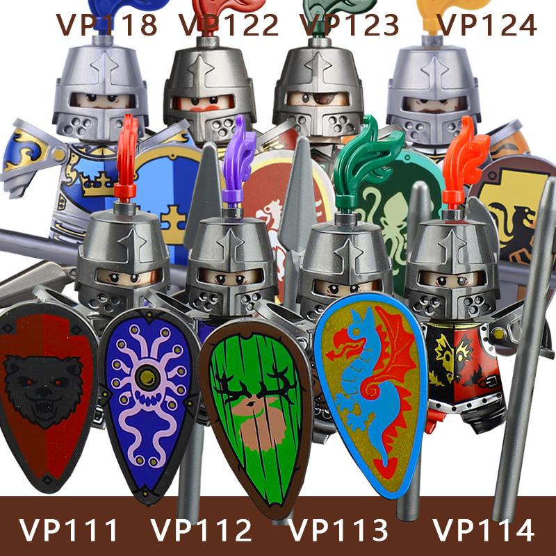 Medieval Castle Series Soldier Figures Building Blocks Military Knight Legion Militia Warrior Dragon Wolf Crow King Bricks Toys