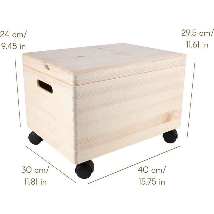 Ящик для хранения - CREATIVE DECO - XL - Массив дерева - 40 x 30 x 24 см - Персонализируемый