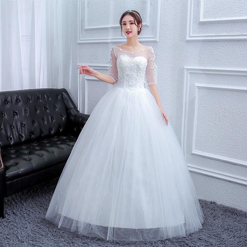 IELGY Plus Size Wedding Women's Skirt Fashion Word Shoulder White Gauze Photo Was Thin Dress