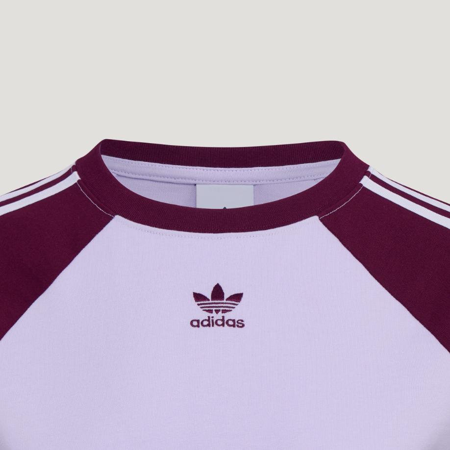 adidas Оригинальная детская спортивная футболка в полоску с круглым вырезом и коротким рукавом для женщин KU4768