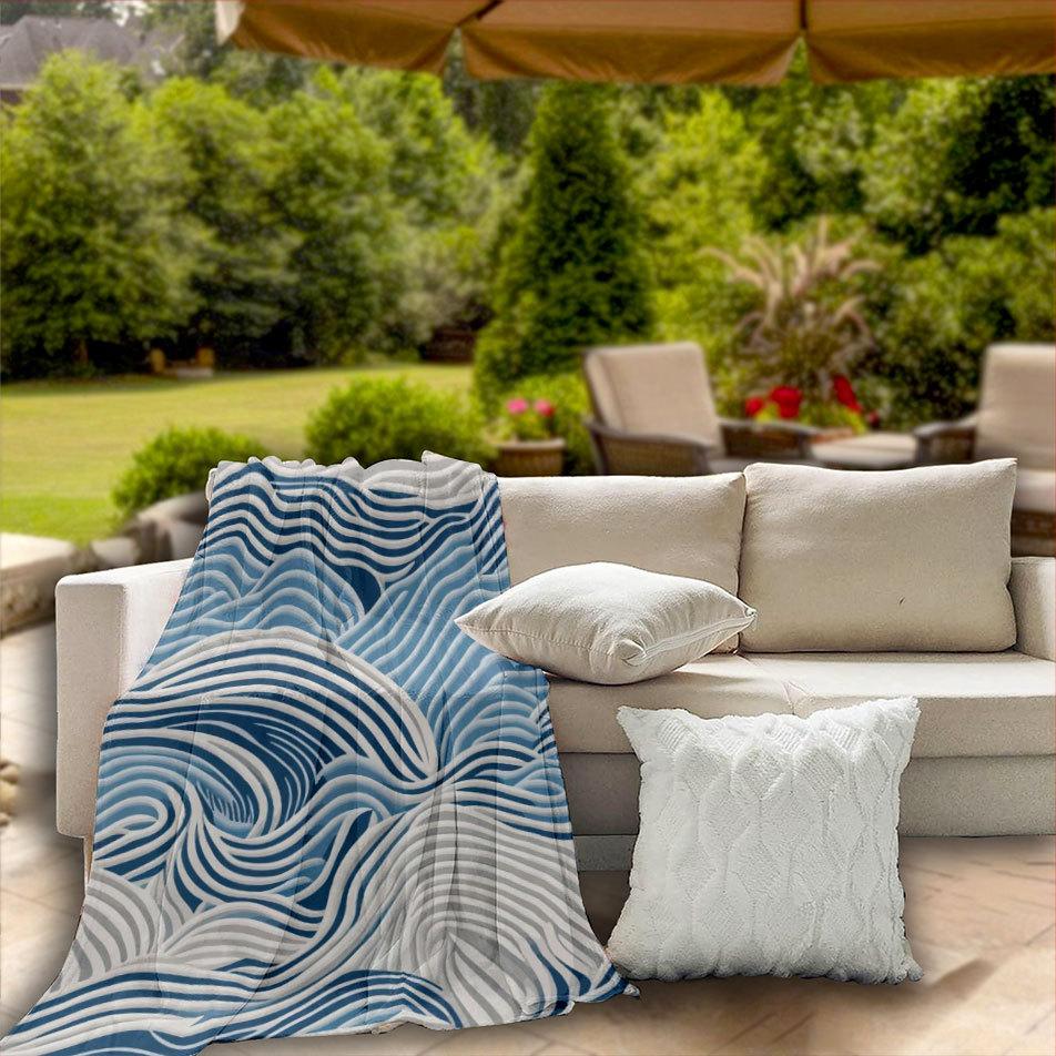 Wave texture pattern Printed Blanket for Sofa Bed Travel Camping Living Room Office Conditioning Blanket for All Seasons Gifts