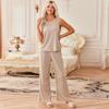 Плюс Размер Женский Весенний Жилет Топ Брюки Домашняя Одежда Пижама Комплект Из Двух Частей
