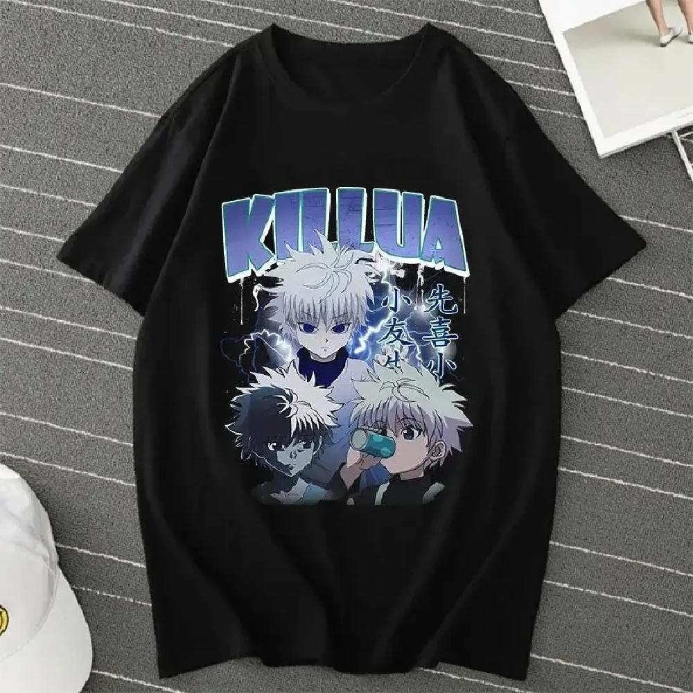 Аниме Hunter X Hunter Киллуа Зольдик Женская Повседневная Мода Харадзюку Короткий Рукав Круглый Вырез Большой Размер Хлопок Унисекс Футболка1