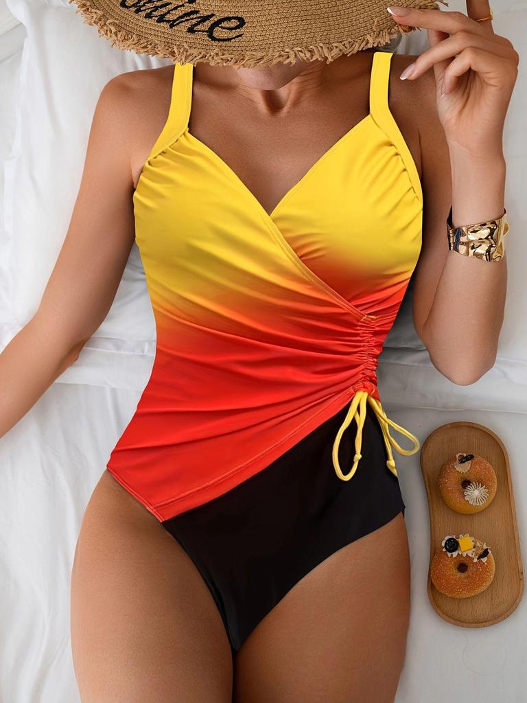 2025 Сексуальный облегающий слитный купальник на шнуровке - Новый европейский и американский купальник для горячих источников