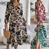 Autumn and Winter Casual Flower-shaped Waist-cinching Long-sleeved Ruffled Dress Women's Wear