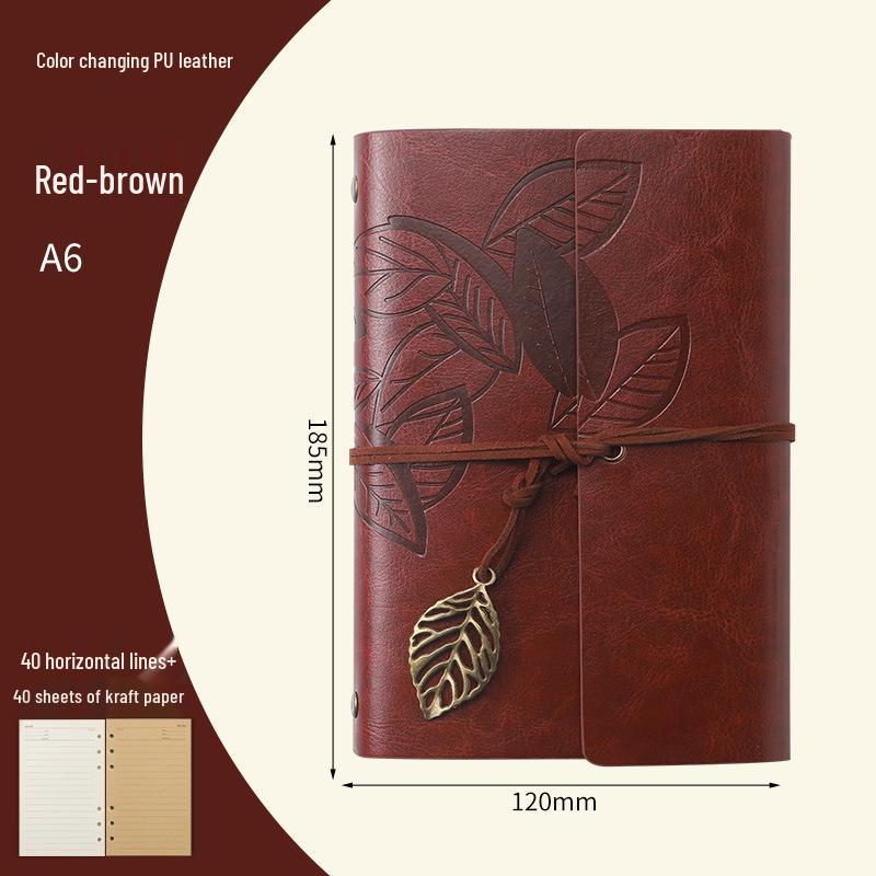 Retro Leaf Ring-Bound Travel Journal Notebook