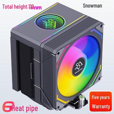 Бесшумный процессорный кулер SNOWMAN Bingman MX96, 6 тепловых трубок, воздушное охлаждение, совместим с 1700, X99, AMD и 2011.