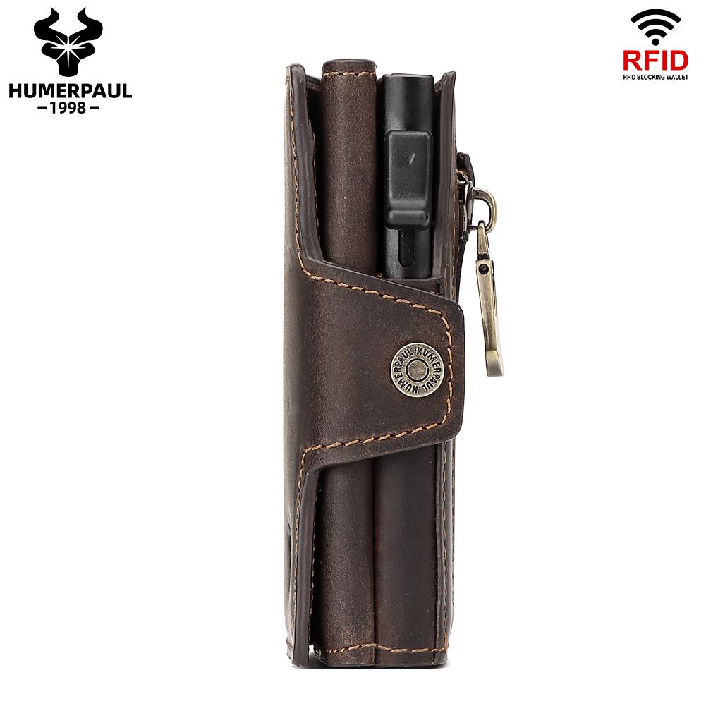 Humerpaul Мужской кожаный кошелек для монет из 100% коровьей кожи, держатели для карт и удостоверений личности