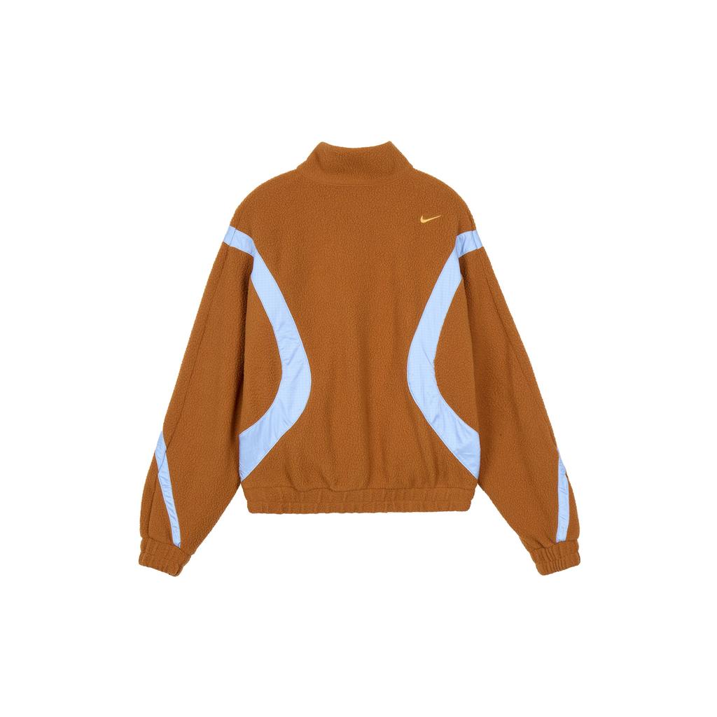 Nike Sportswear Retro Half-Zip Color Block Fleece Stand Collar Sports Jacket Women Jacket Yellow-Brown CU7069-290