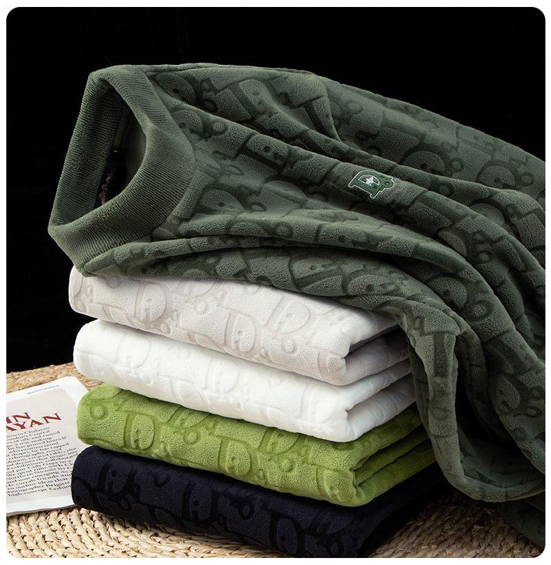 Men's Winter Thick Jacquard Double-Sided Coral Fleece Sweatshirt