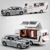 1/32 Alloy Trailer  Truck Car Model Diecast Metal Recreational Off-road Vehicle Camper Car Model Sound and Light Kids Toy Gift