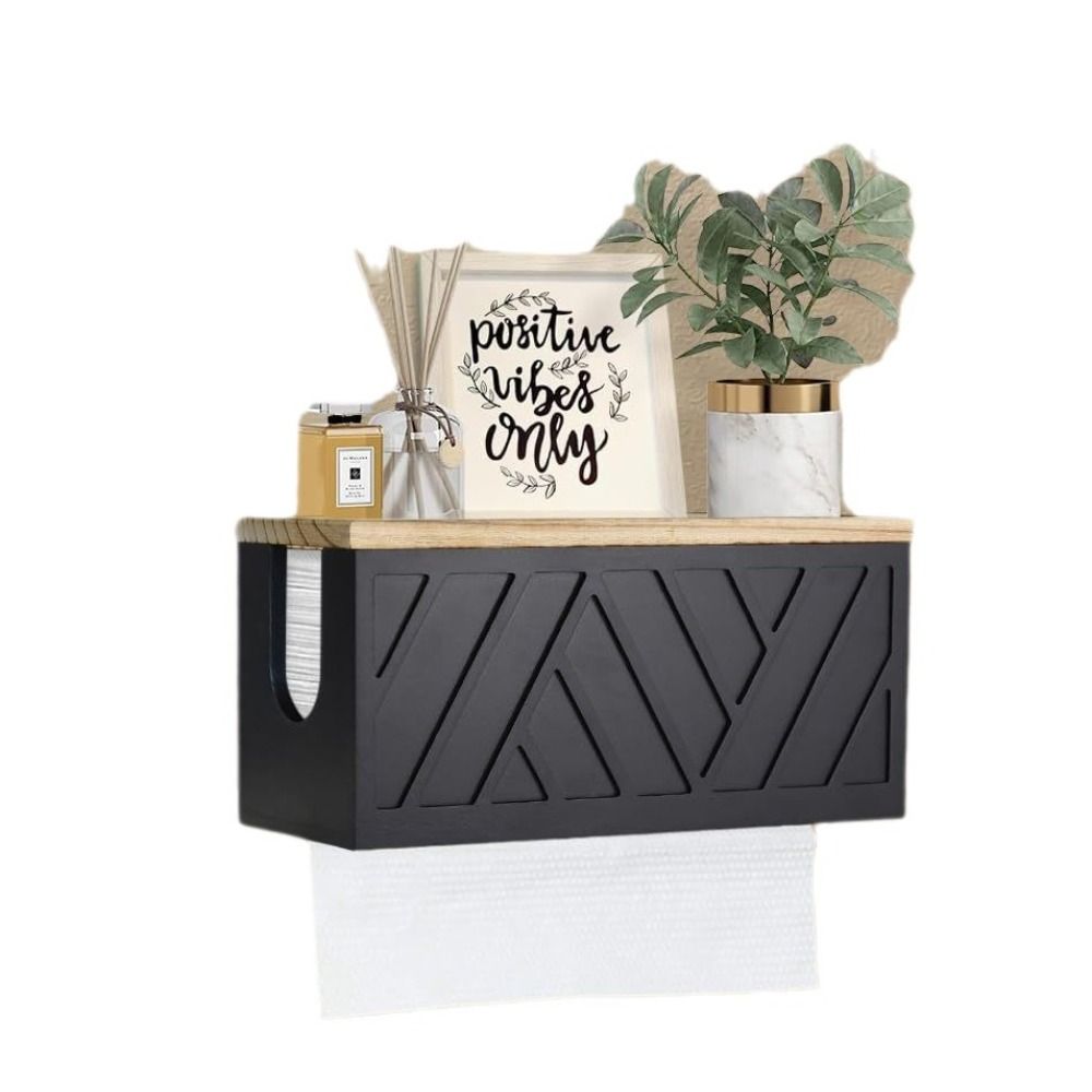 Wall Mount Tissue Holder with Cover Bathroom Shelf Convenient Roll Paper Rack Kitchen