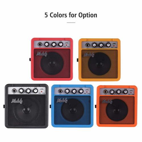 Tickas Mini Guitar Amplifier, 5W Mini Guitar Amplifier with 3.5mm and 6.35mm Inputs, 1/4-Inch Output, Speaker, Volume, Tone, and Overdrive Adjustments