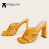 Модные женские тапочки Cross Band sandalias zapatillas de mujer летние странные туфли на сверхвысоких каблуках женские римские тапочки 35-42 plus size
