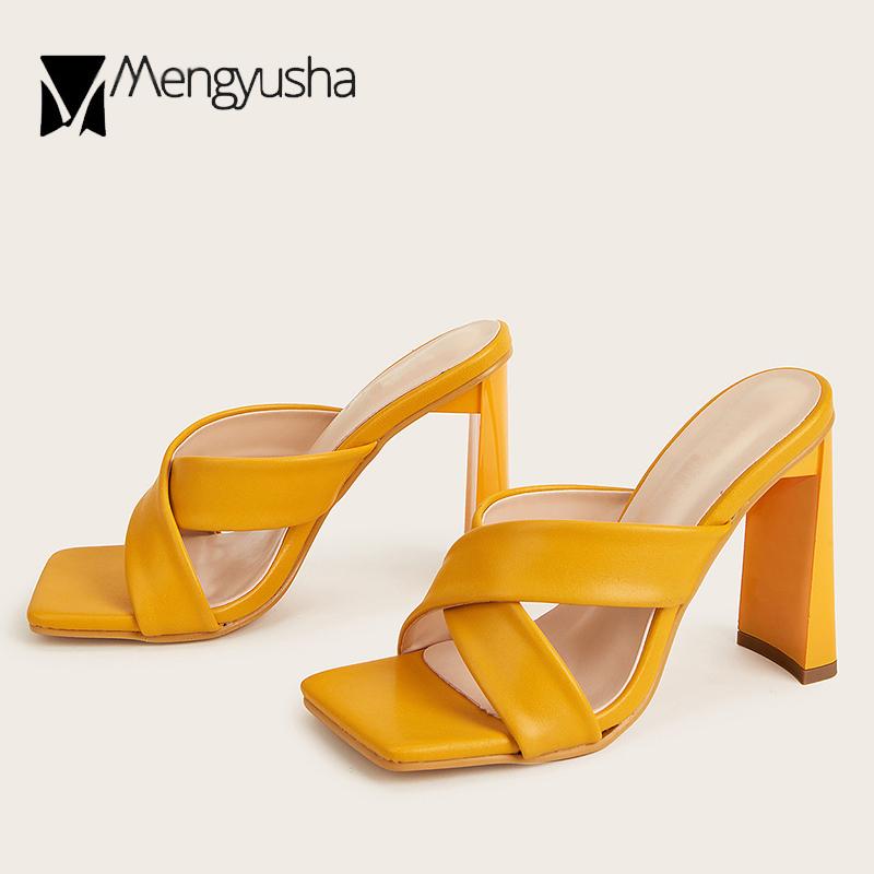 Модные женские тапочки Cross Band sandalias zapatillas de mujer летние странные туфли на сверхвысоких каблуках женские римские тапочки 35-42 plus size