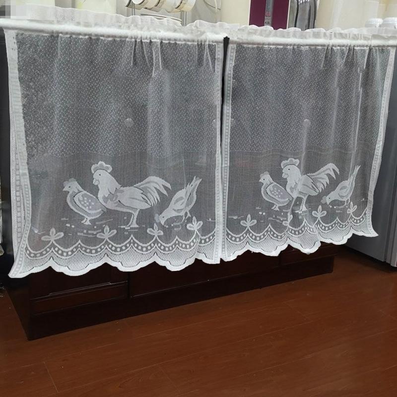 Комплект из трех кружевных занавесок с узором «Петух»