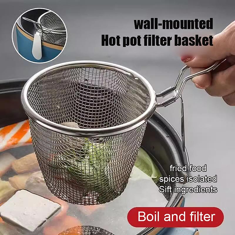 Stainless Steel Mesh Net Strainer Basket Colander Pot Boil Food Colander To Strain Rinse Fry Steam Cook Vegetables Pasta
