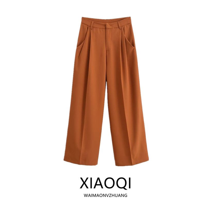 Fashion Style 2024 Fall and Winter New Women's Clothing Slim Looking All-Match Commute Mid Waist Width Faded Casual Pants 8977316