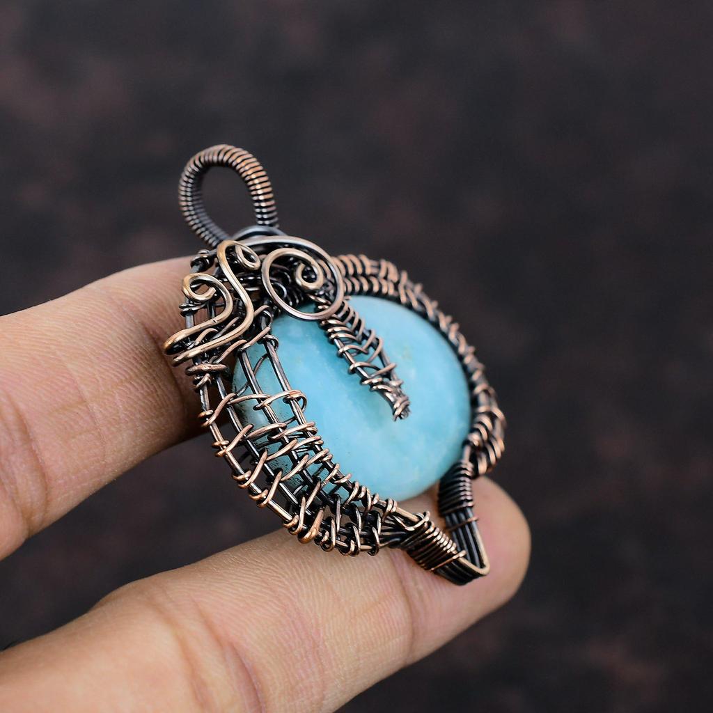 Hemimorphite Pendant Copper Wire Wrapped Pendant Hemimorphite Copper Jewelry Handmade Pendant Wire Wrapped Gemstone Jewelry Anniversary Gift