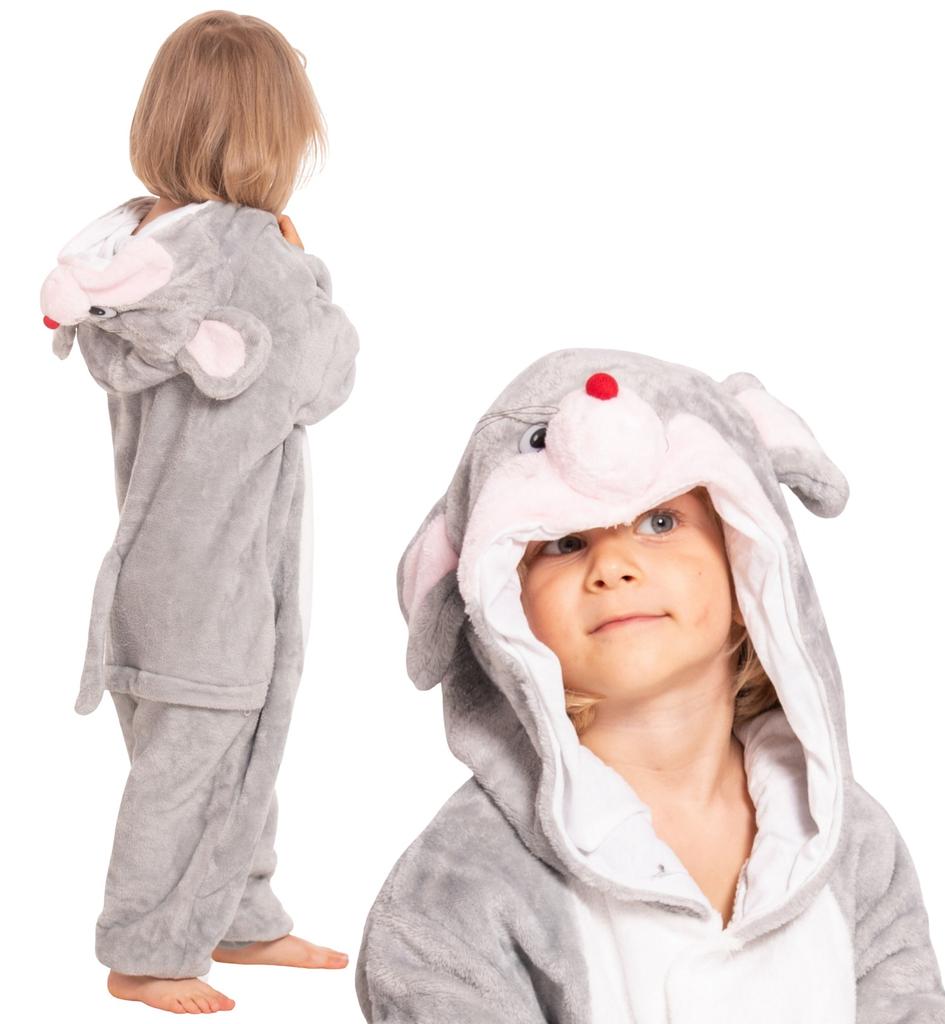 Piżama dla dzieci dziecięca kigurumi onesie kostium mysz szara 135-145 cm