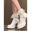 Coarse Heel Fashion French Versatile Pearl Bow Women's Shoes Mary Jane High Heels New In Autumn and Winter 2025
