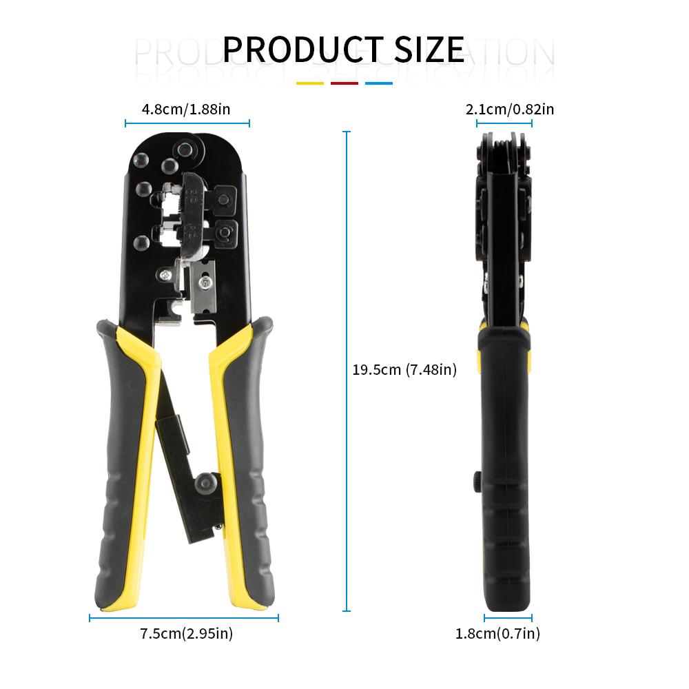 RJ45 RJ11 RJ12 Crimping Tool, 6P 8P Ethernet LAN Cable Crimper with Wire Cutter Stripper for Network Cable Wiring