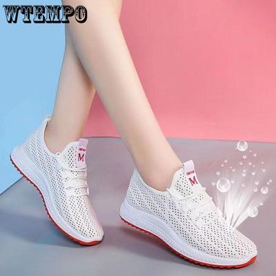 Дышащие кроссовки, белая сетчатая обувь, женская летняя женская обувь, повседневная женская обувь для бега с вырезами