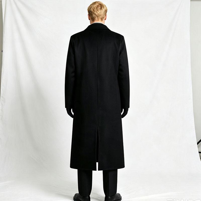 Men Black Suit Outfit Long Trench Coat Vest Shirt Tie Gloves Full Set Halloween Carnival Party Cosplay Costume for Adult Men