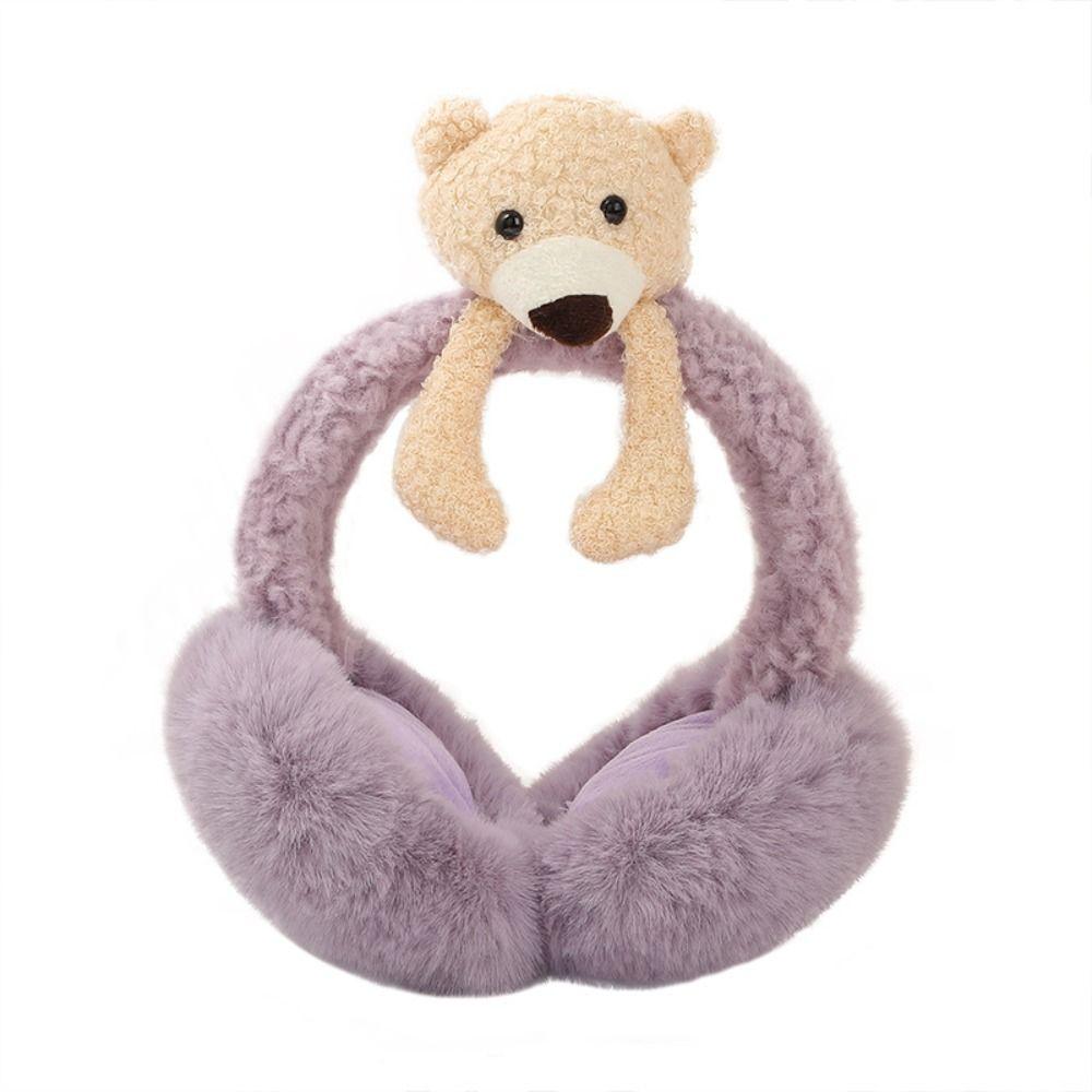 Soft For Children Stuffed Funny Unisex Female Ear Flap Bear Shape Earwarmer Cute Cartoon Earmuff