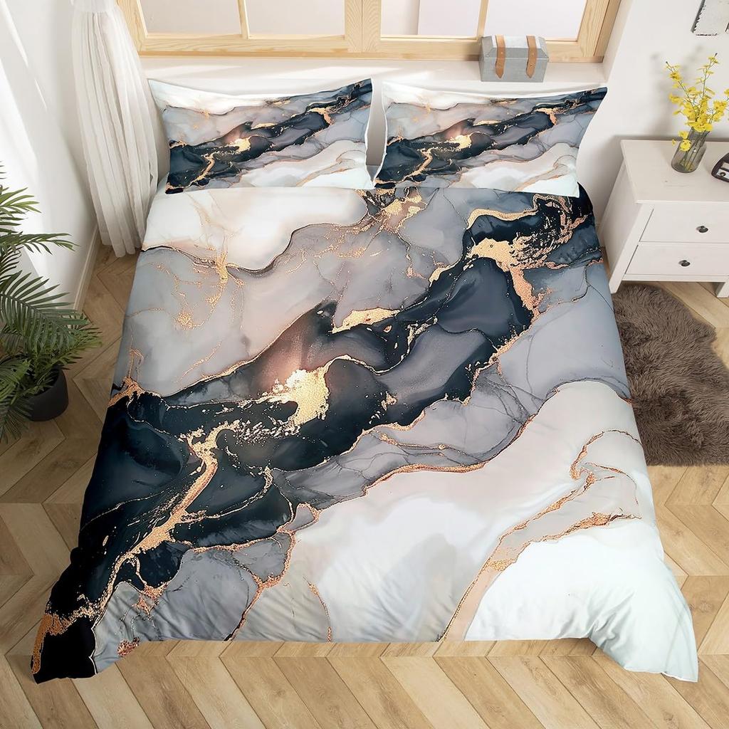Chic Marble Duvet Cover Sets For Teens Kids Queen Lightweight Quilt Covers Bedroom Decor Abstract Art Bedspread Covers No Quilt