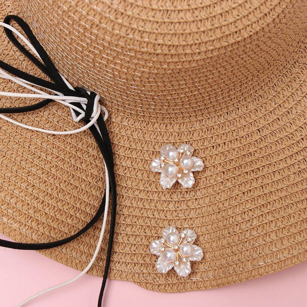 5PCS Sparkling Crystal Hat Accessories Pearl Hairpins Rhinestone Buttons Pearl Button Headwear Clip